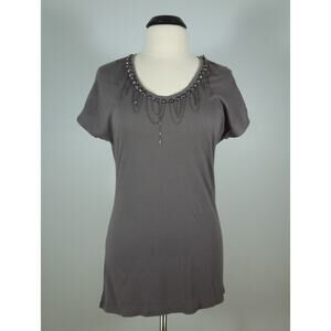 NEW YORK & COMPANY Top M MEDIUM Scoop Neck Jewelry Embellished